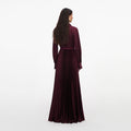 Plum Satin Pleated Maxi Dress