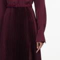 Plum Satin Pleated Maxi Dress