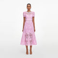 Pink Cord Lace Midi Dress