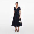 Navy Boucle Tailored Midi Dress