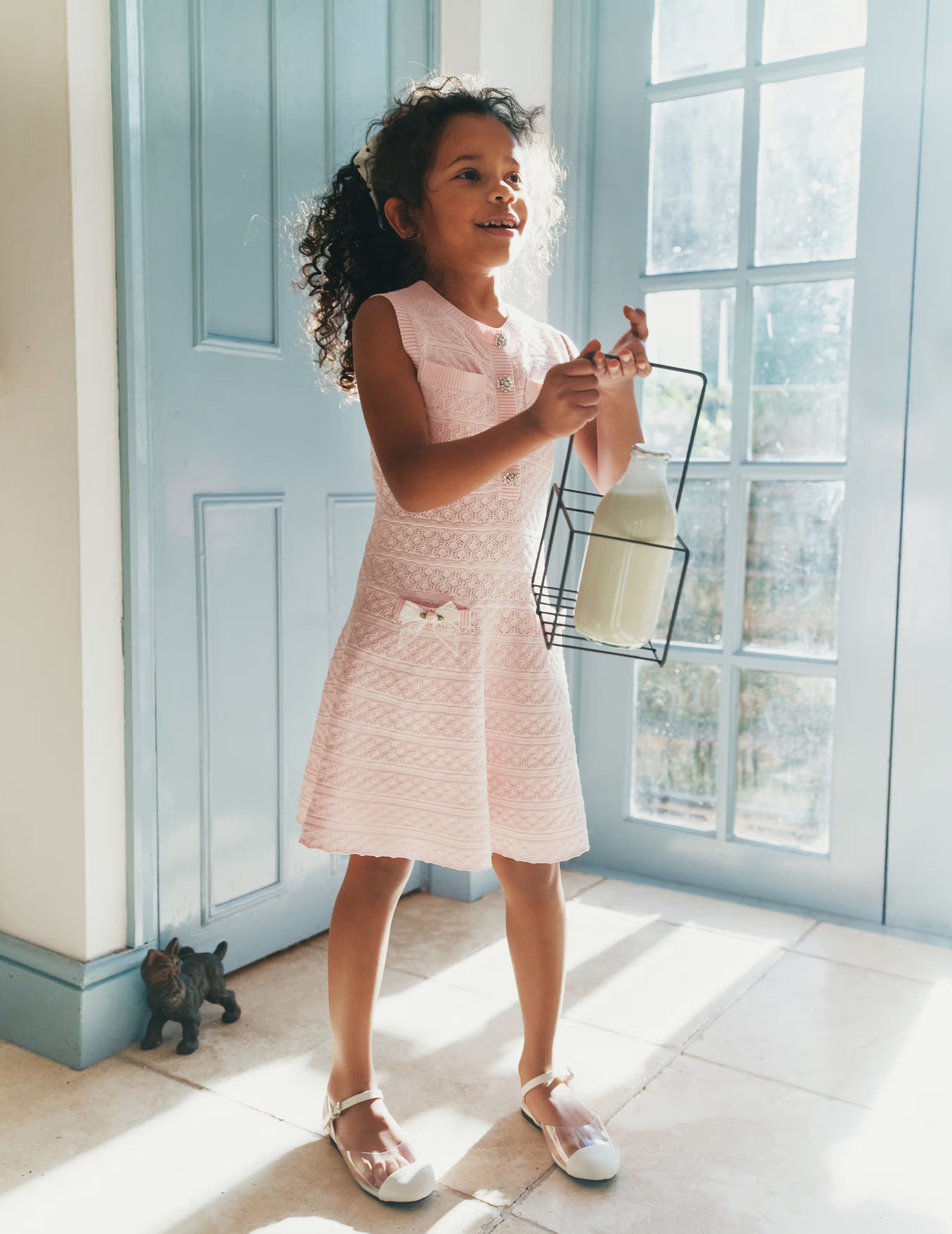 Pink Lace Bow Knit Dress self-portrait Pink Lace Bow Knit Dress self-portrait