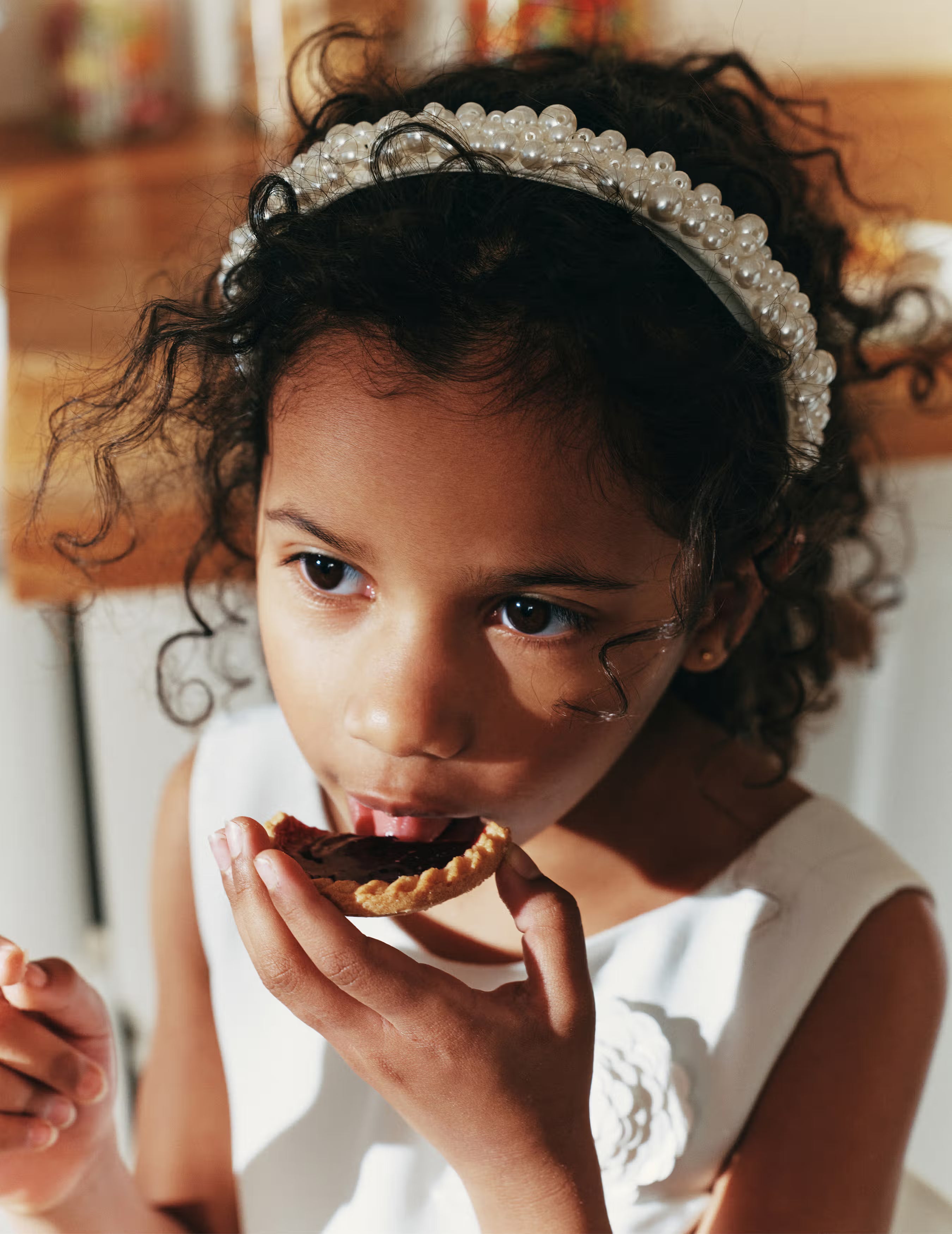 White Satin Pearl Embellished Headband