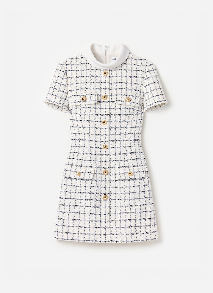 self portrait check wool mini dress Check Boucle Mini Dress – self-portrait