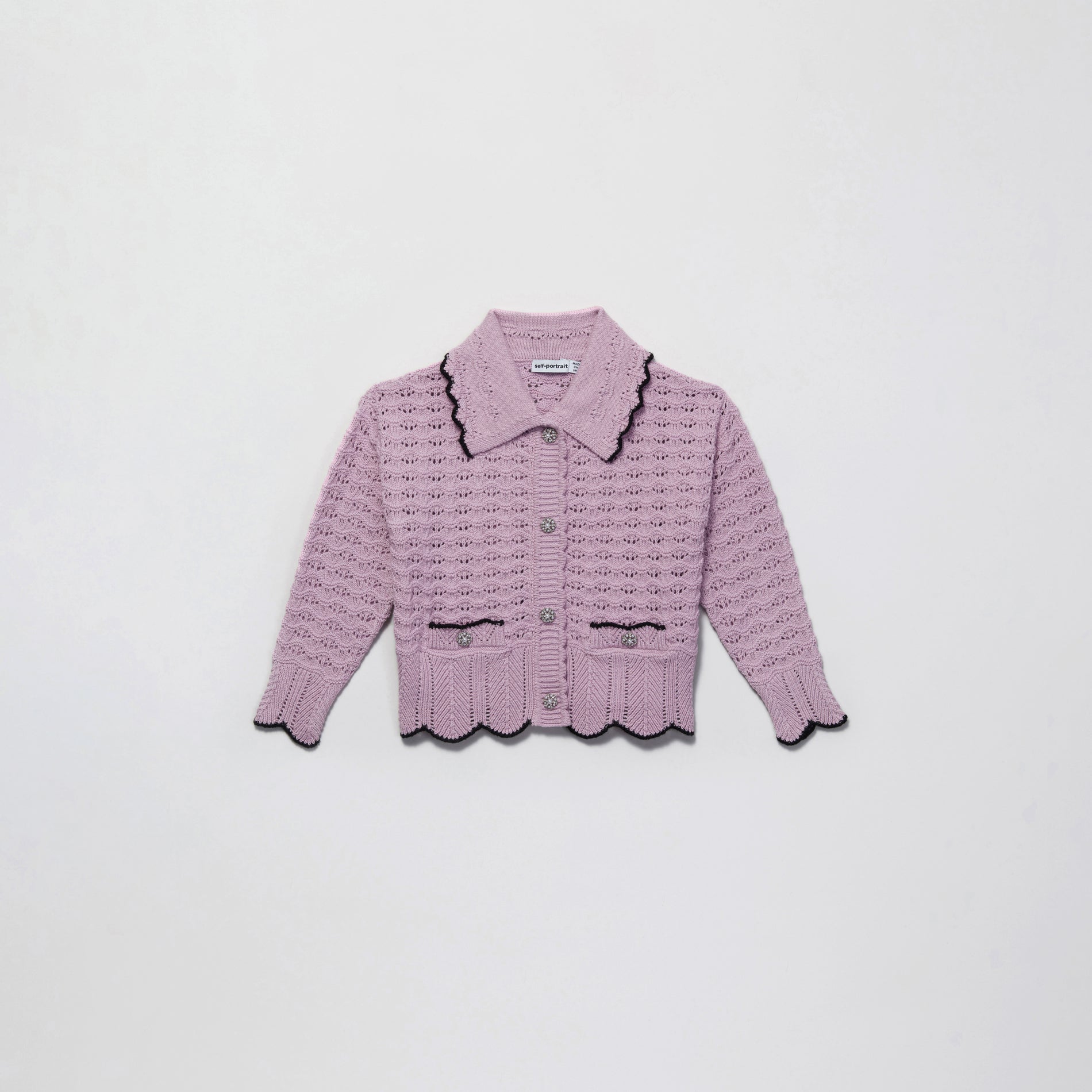 Lilac Crochet Knit Cardigan