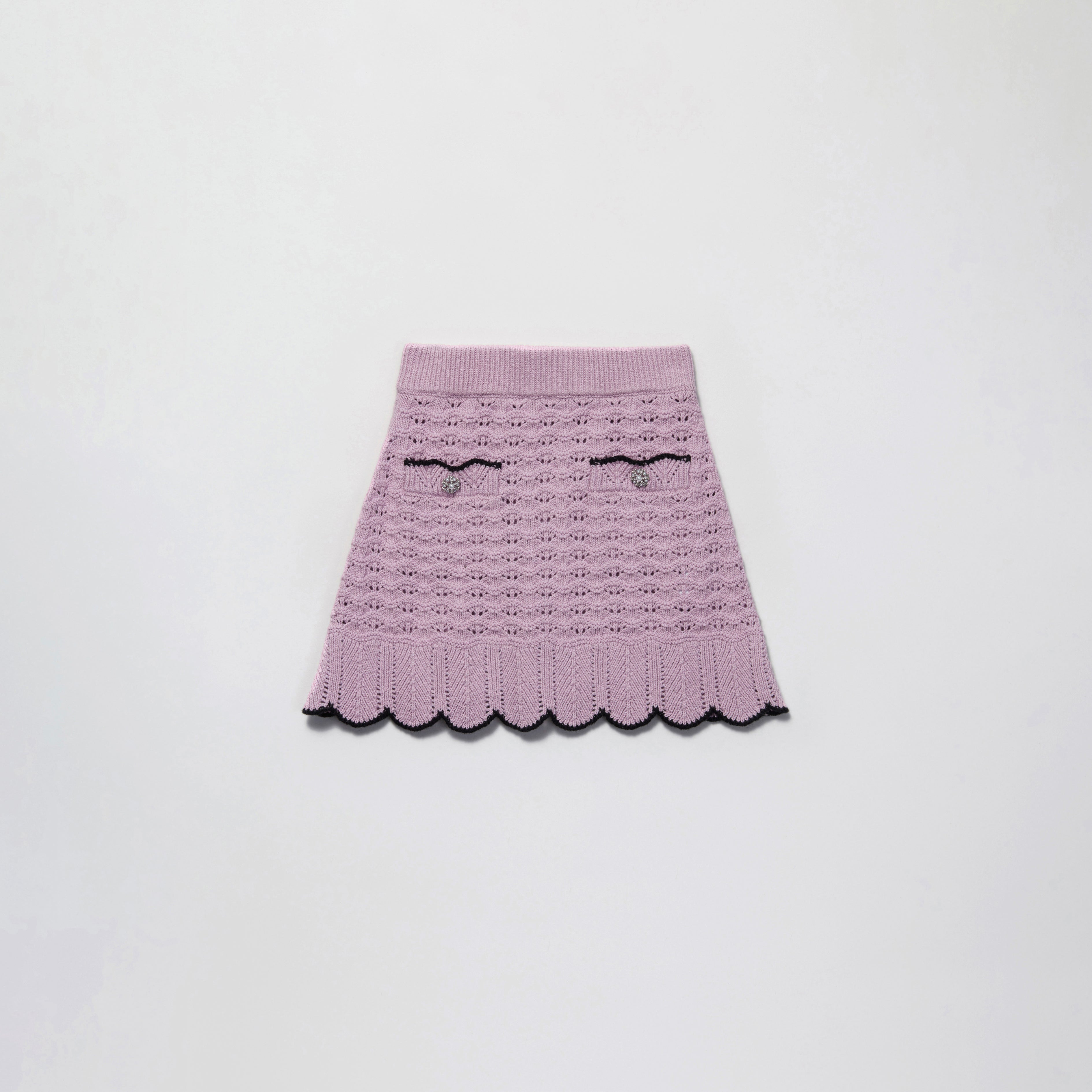 Lilac Crochet Knit Mini Skirt