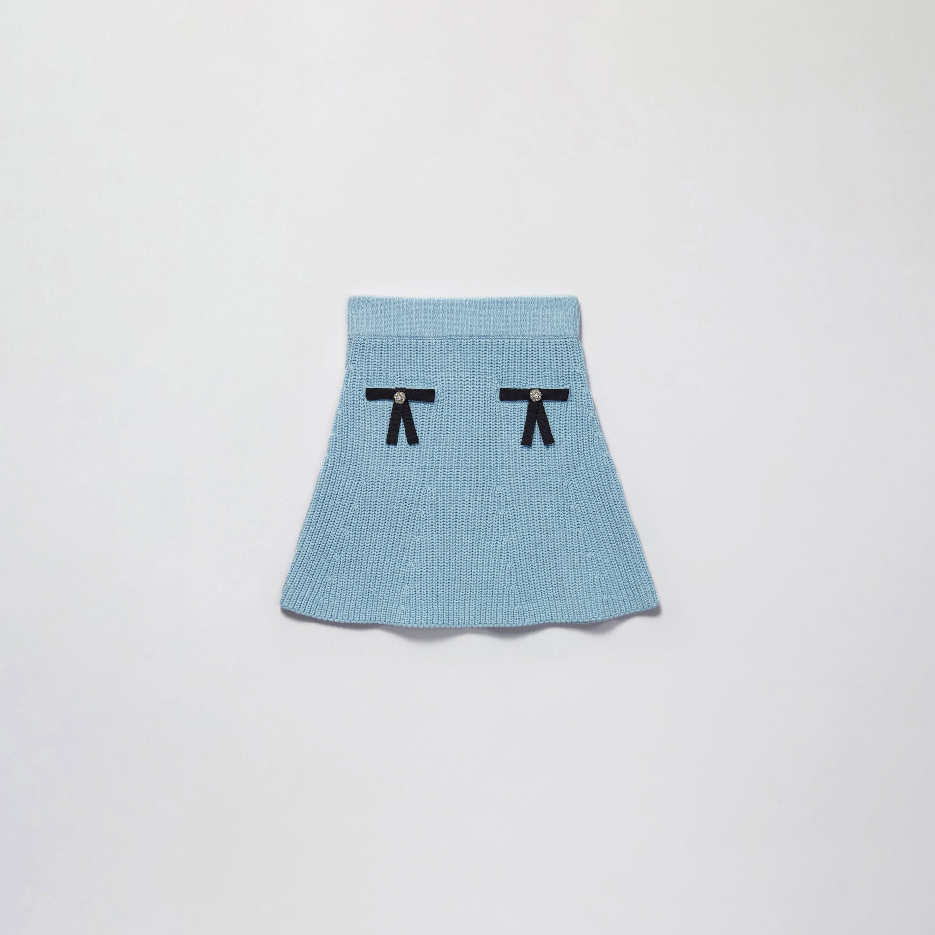 Blue Cotton Knit Mini Skirt