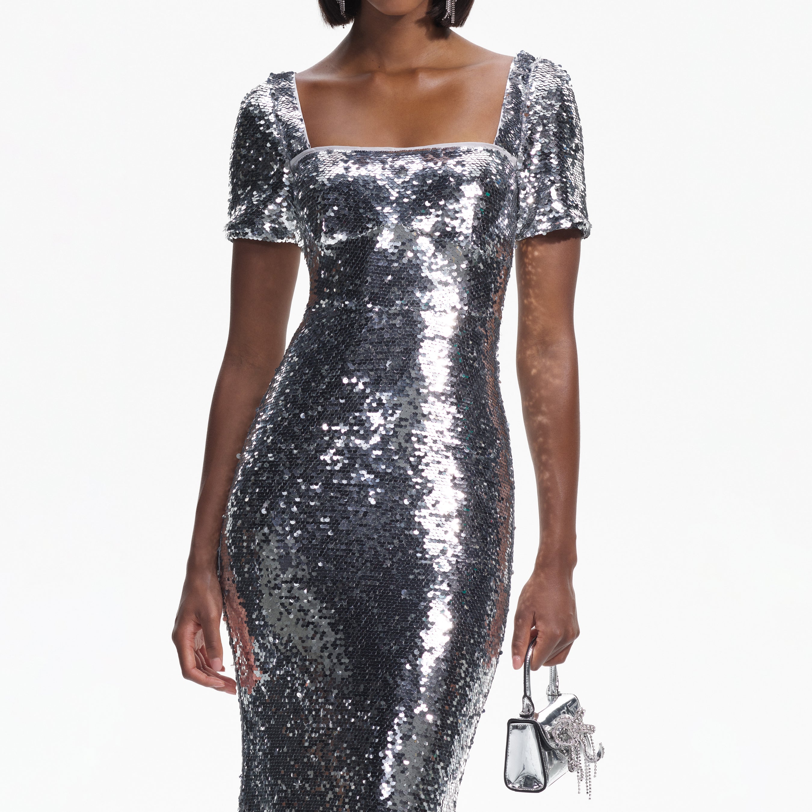 Silver Sequin Maxi Dress