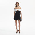 Black Crepe Bow Mini Dress