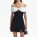 Black Crepe Bow Mini Dress