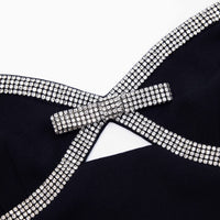 Black Diamante Bow Mini Dress