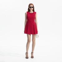 Red Wool Crepe Mini Dress