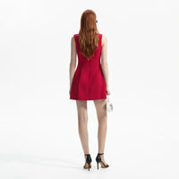 Red Wool Crepe Mini Dress