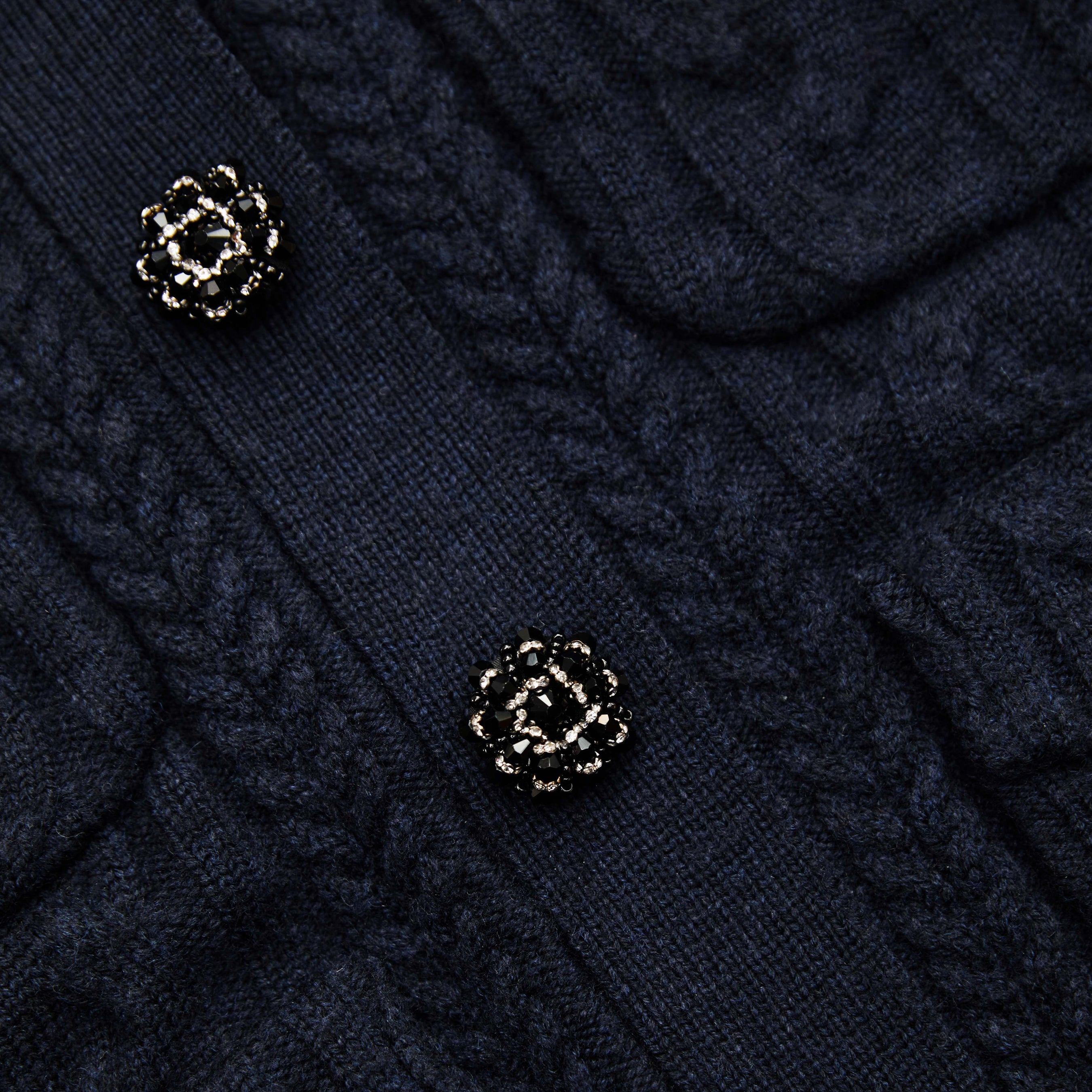 Navy Knit Collar Cardigan