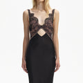 Black Lace Satin Maxi Dress