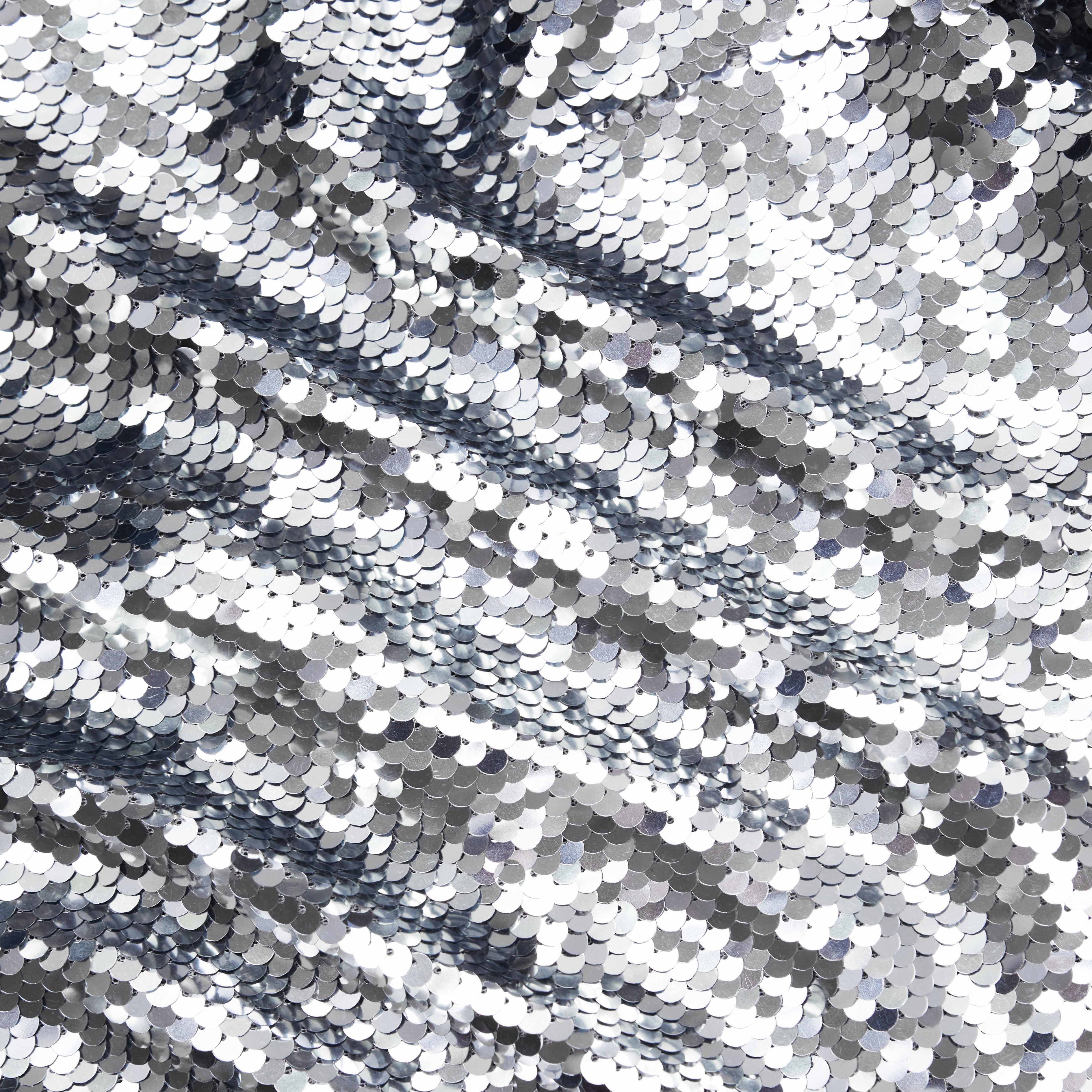 Silver Sequin Flared Sleeve Top