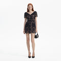 Black Lace Open Neck Mini Dress