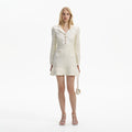 크림 시퀸 ​​니트 미니 드레스