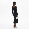 Black Knit Diamante Trim Midi Dress