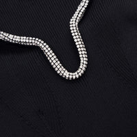 Black Knit Diamante Trim Midi Dress