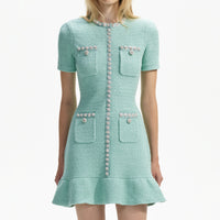 Mint Sequin Knit Mini Dress