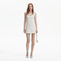 Cream Boucle Cut Out Mini Dress