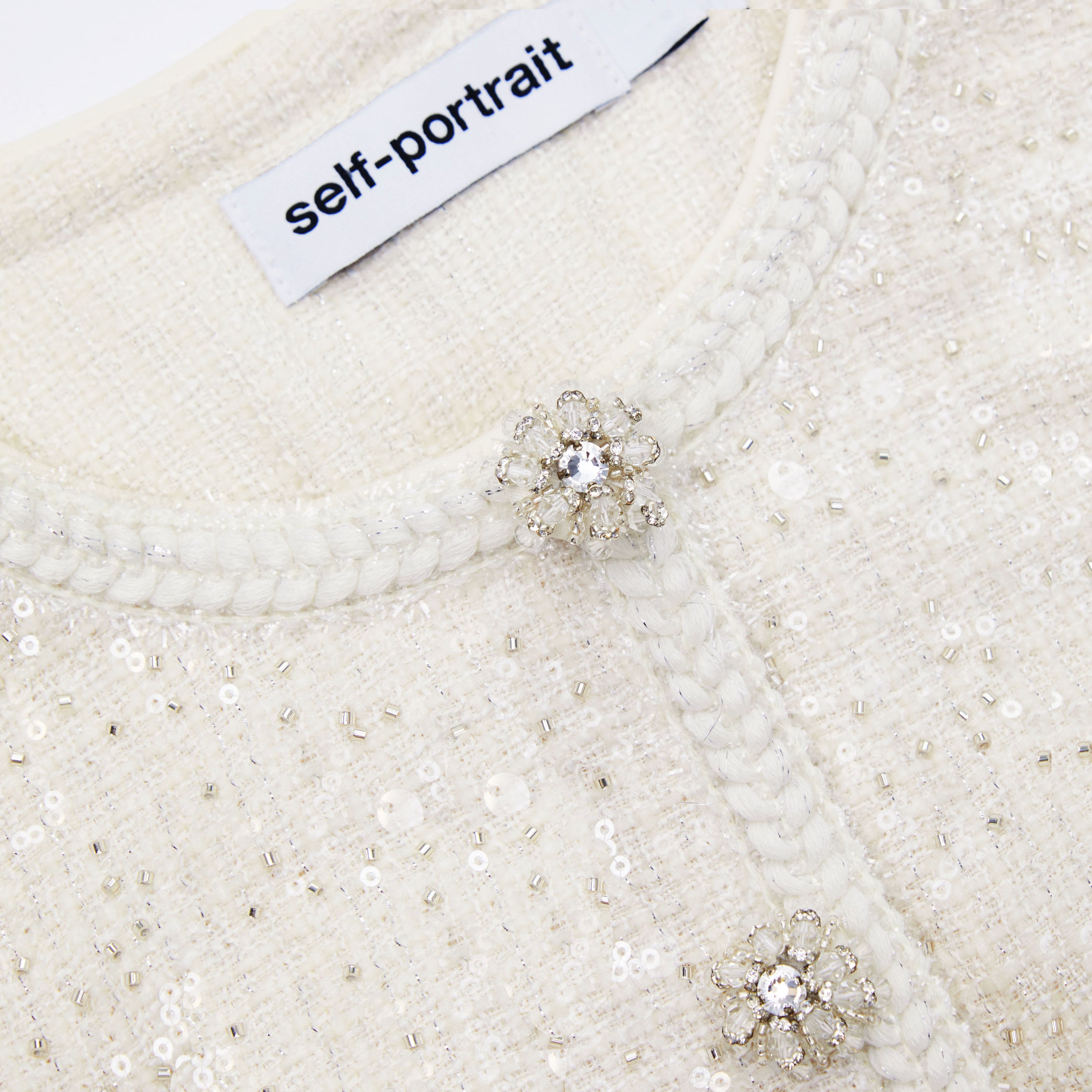 Cream Sequin Boucle Tailored Midi Dress – self-portrait