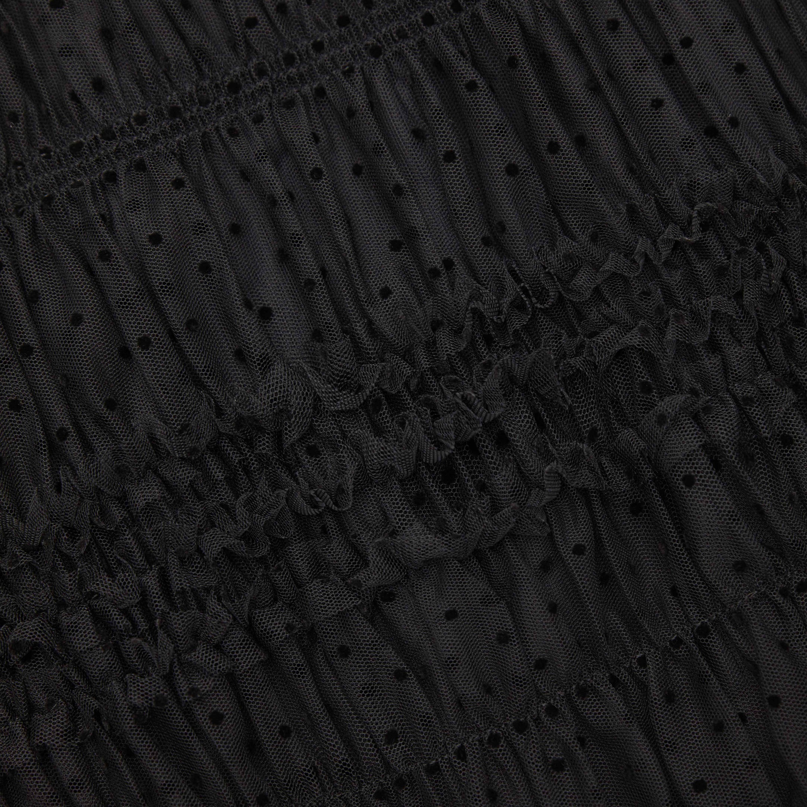 Black Dot Mesh Feather Midi Dress