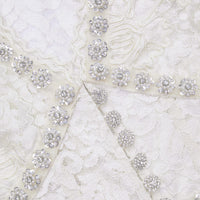 Cream Cord Lace V-Neck Midi Dress