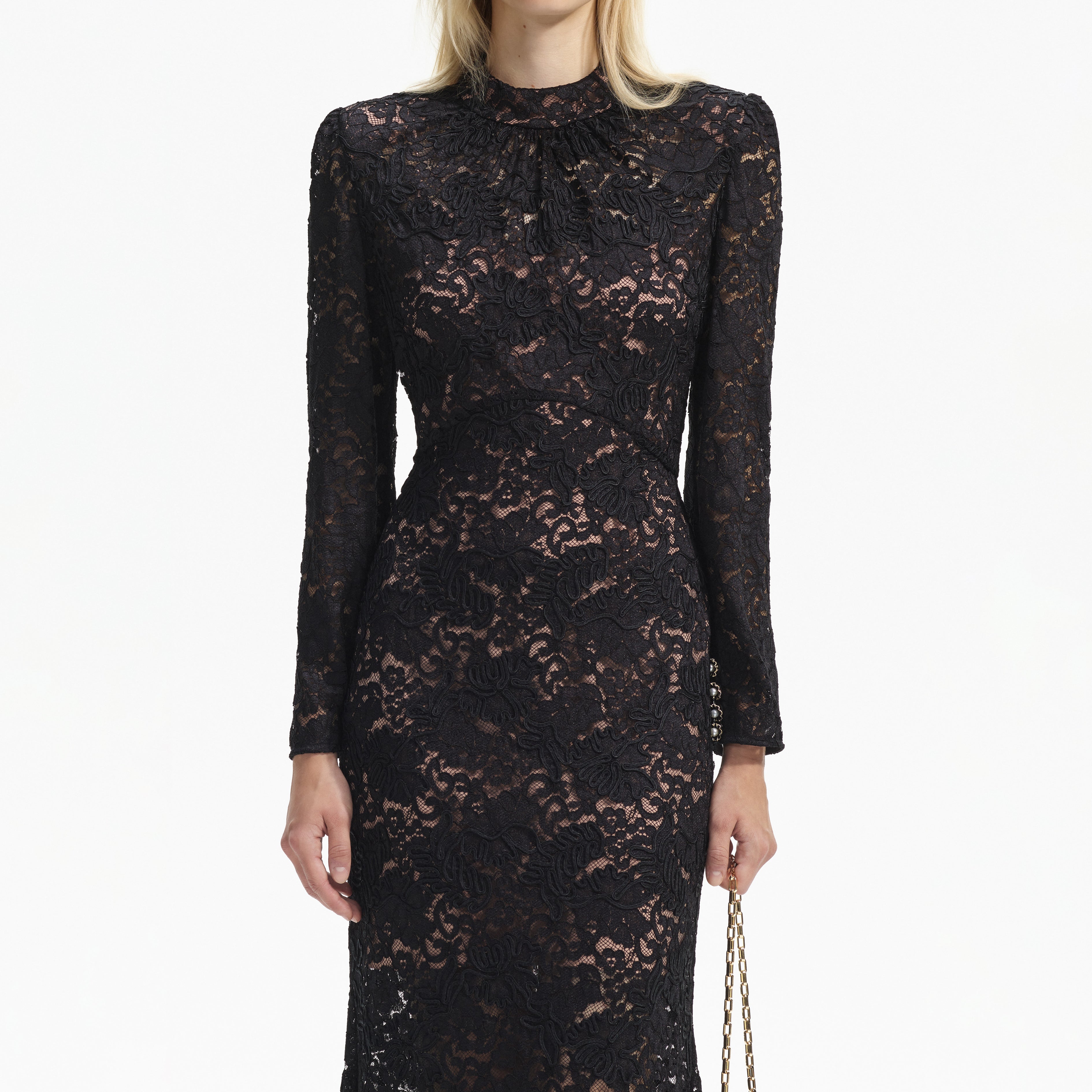 Black Cord Lace Maxi Dress