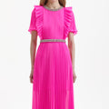 Pink Chiffon Diamante Maxi Dress