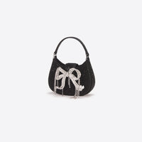 Black Rhinestone Micro Crescent Bag