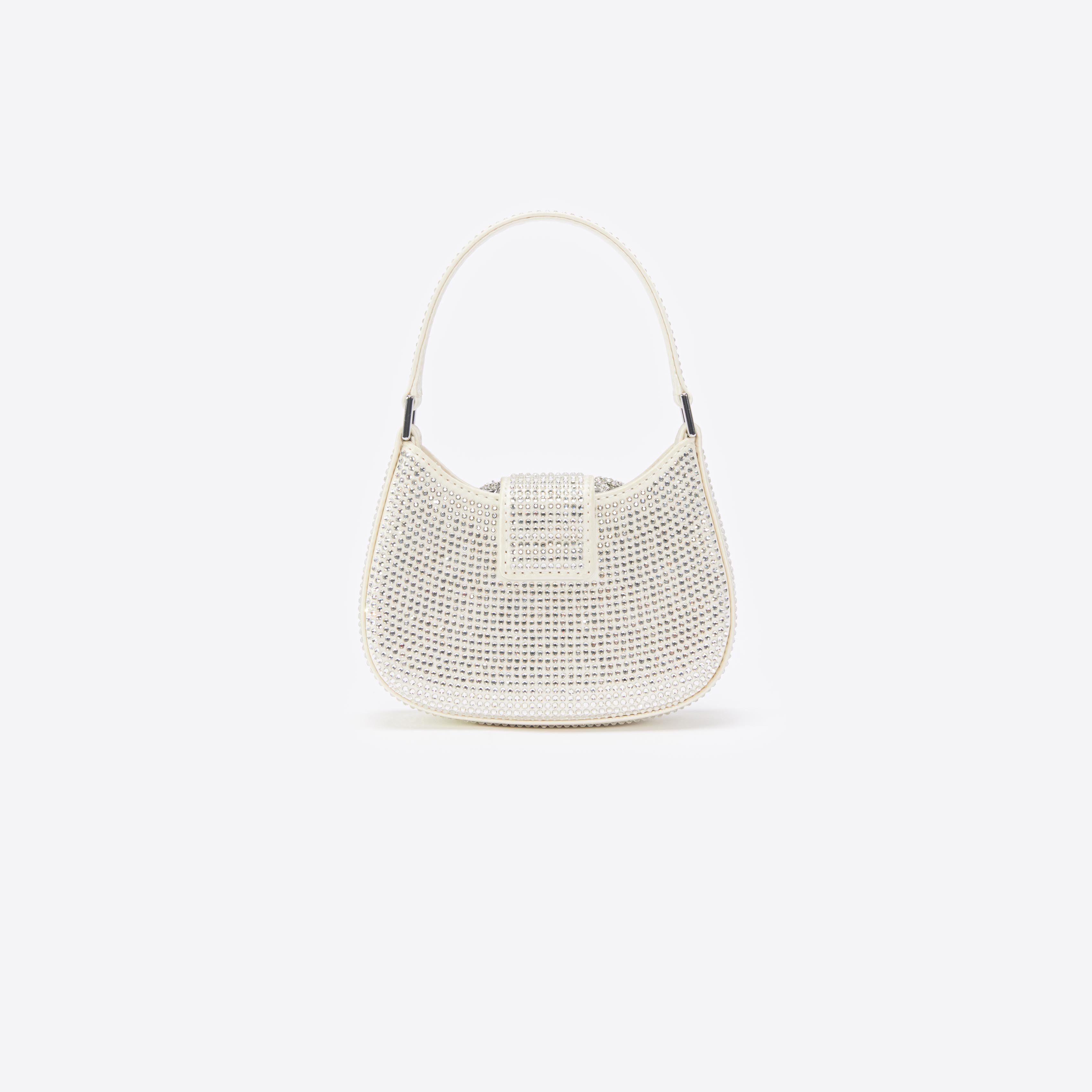 Champagne Rhinestone Micro Crescent Bag