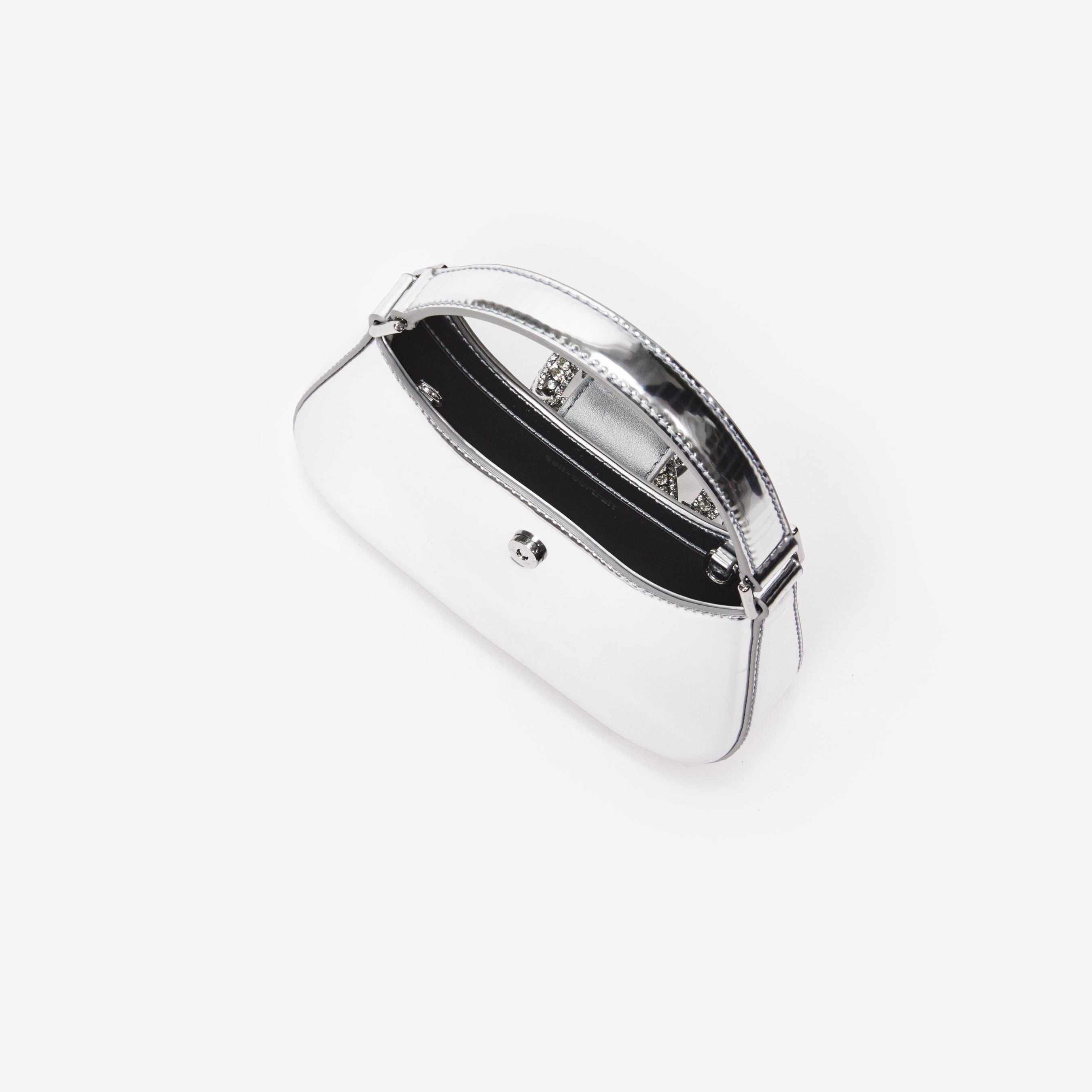 Silver Metallic Micro Embellished Crescent Bag