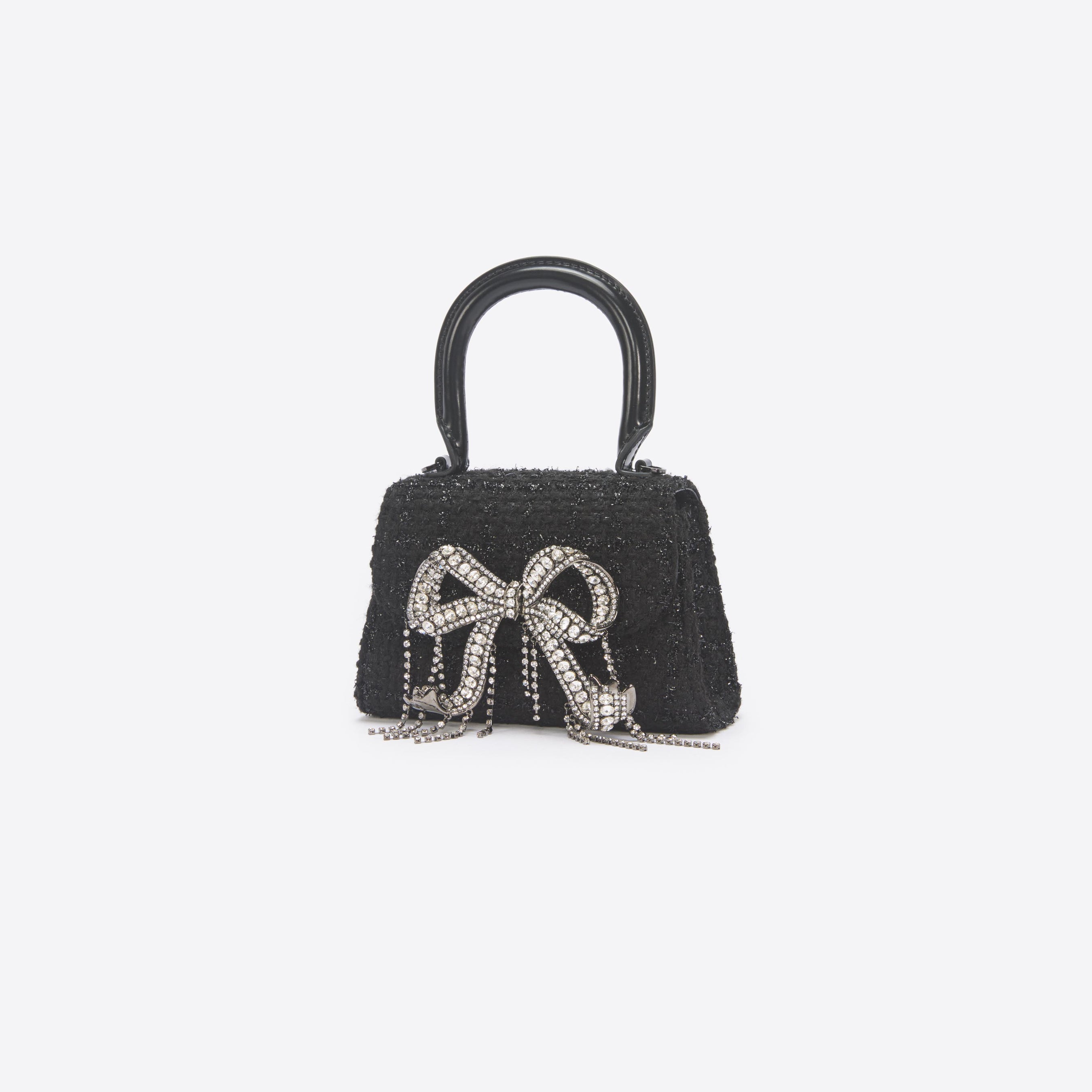 Black Boucle Micro Bow Bag