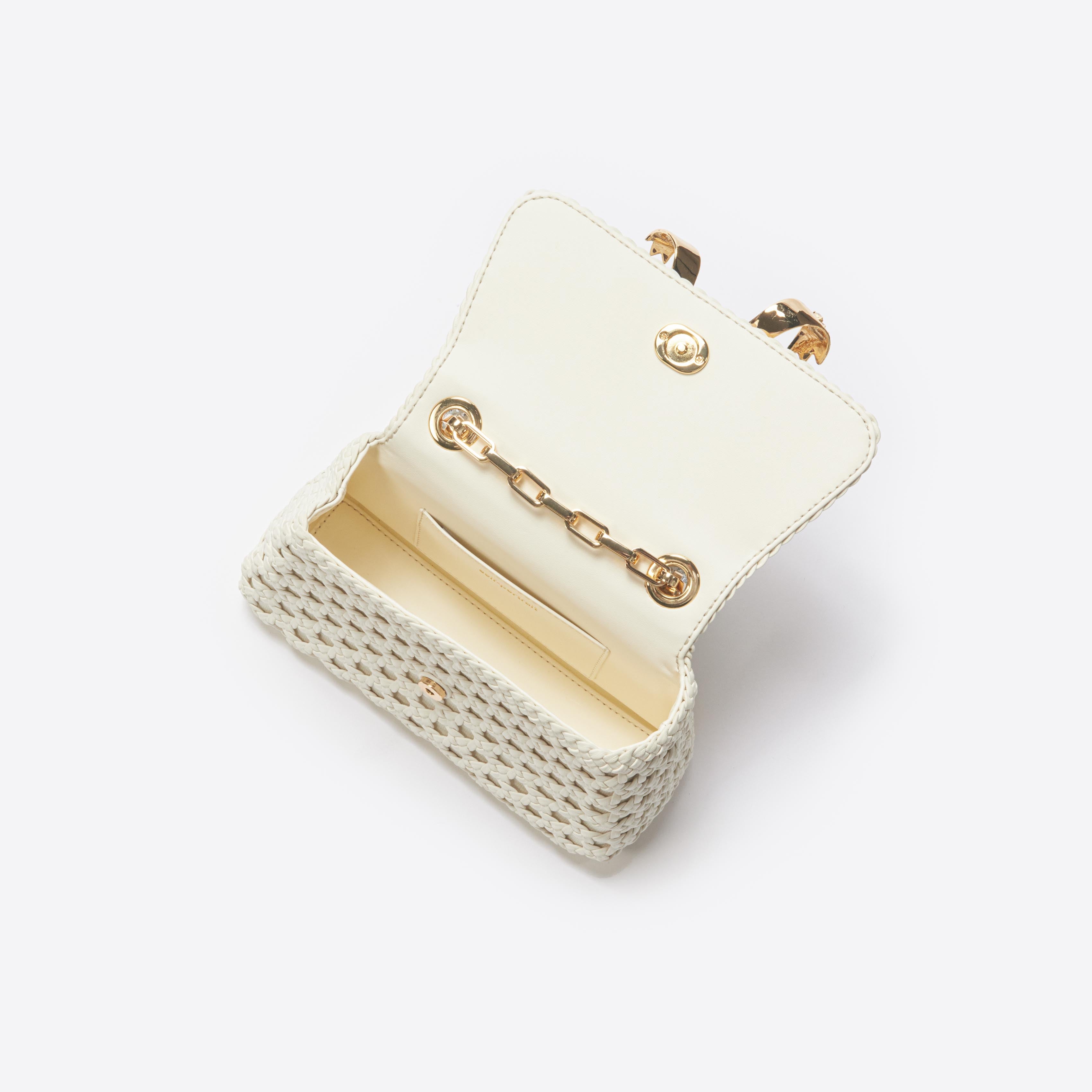 Cream Woven Leather Bag – self-portrait