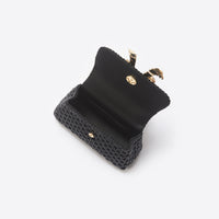 Black Woven Leather Bag