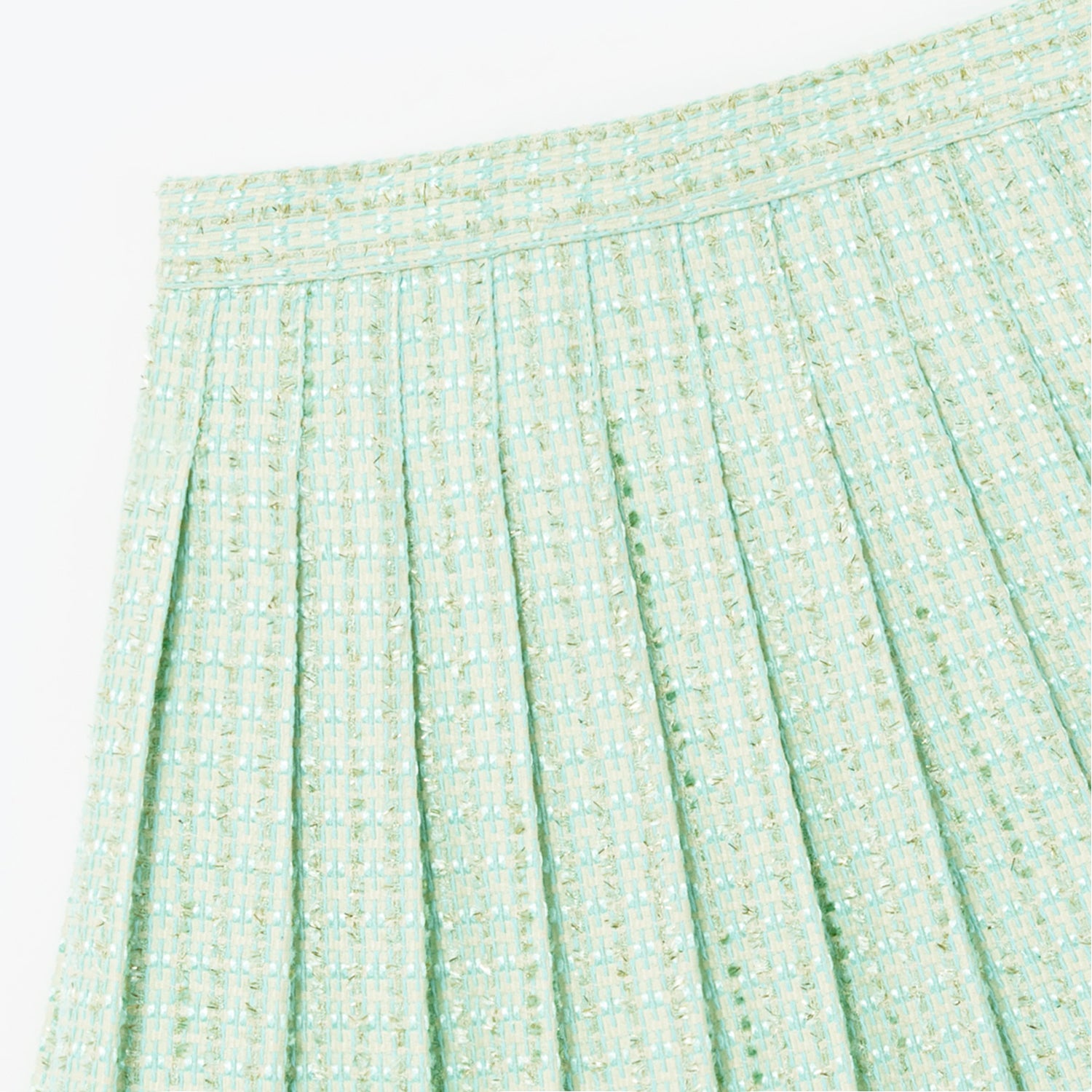 Mint Boucle Pleated Skirt