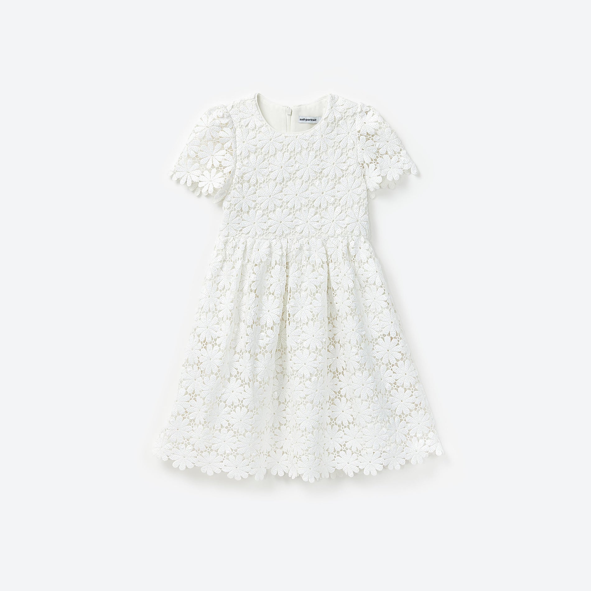 White Sequin Guipure Dress