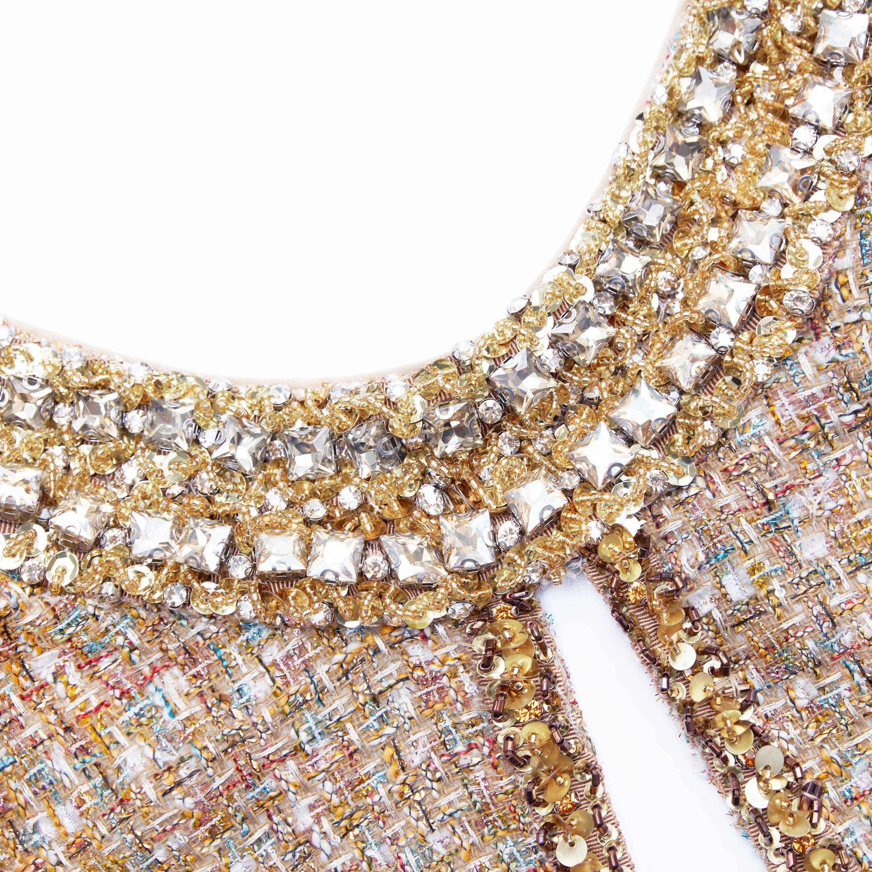 Gold Tinsel Boucle Embellished Mini Dress selfportrait