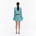 Blue Boucle Feather Jacket
