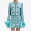 Blue Boucle Feather Jacket