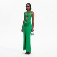Green Crepe Cut-Out Maxi Dress
