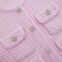 Pink Sequin Textured Knit Jacket
