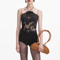 Black Lace Halterneck Top