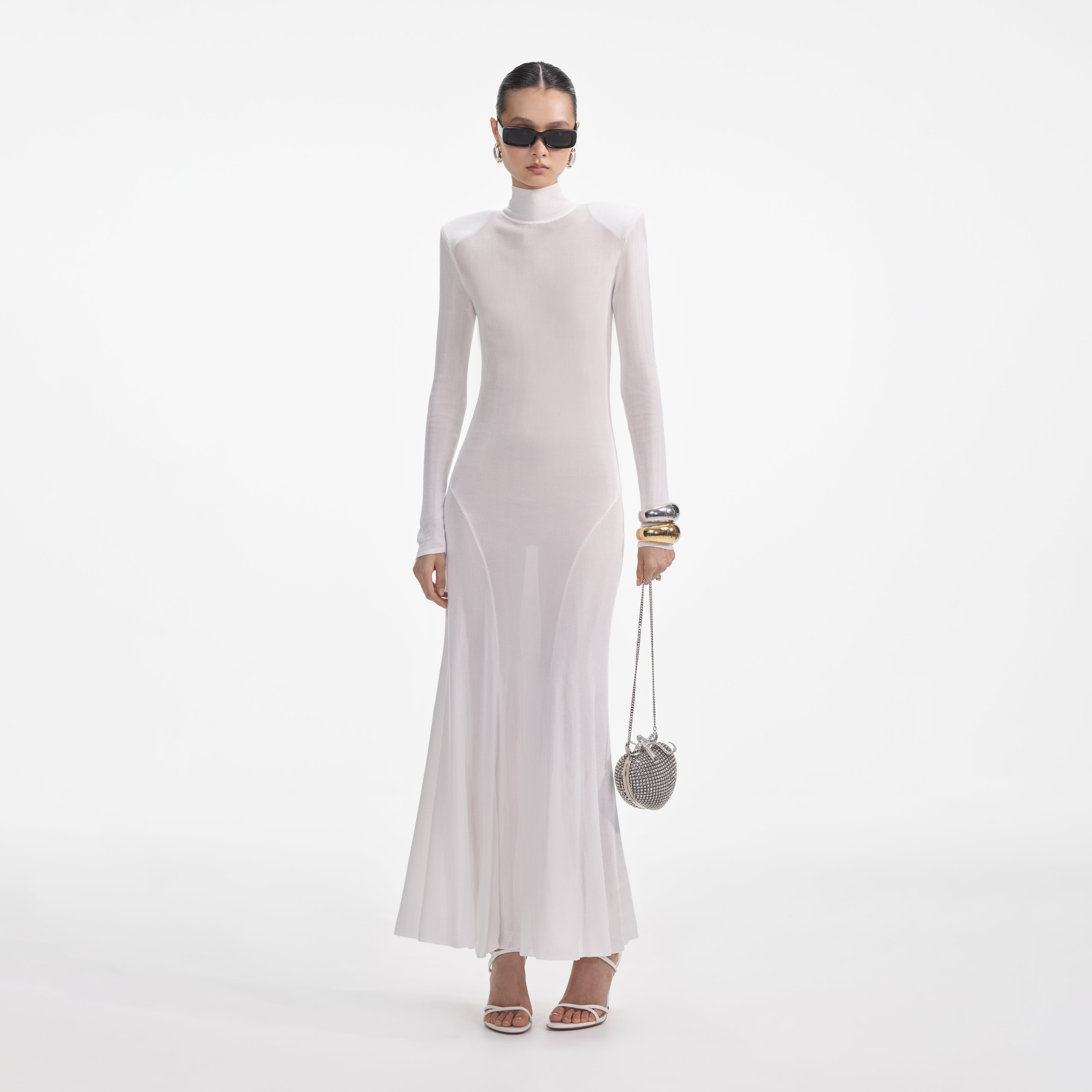White Viscose Knit Maxi Dress