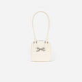 Cream Leather Square Shoulder Bag