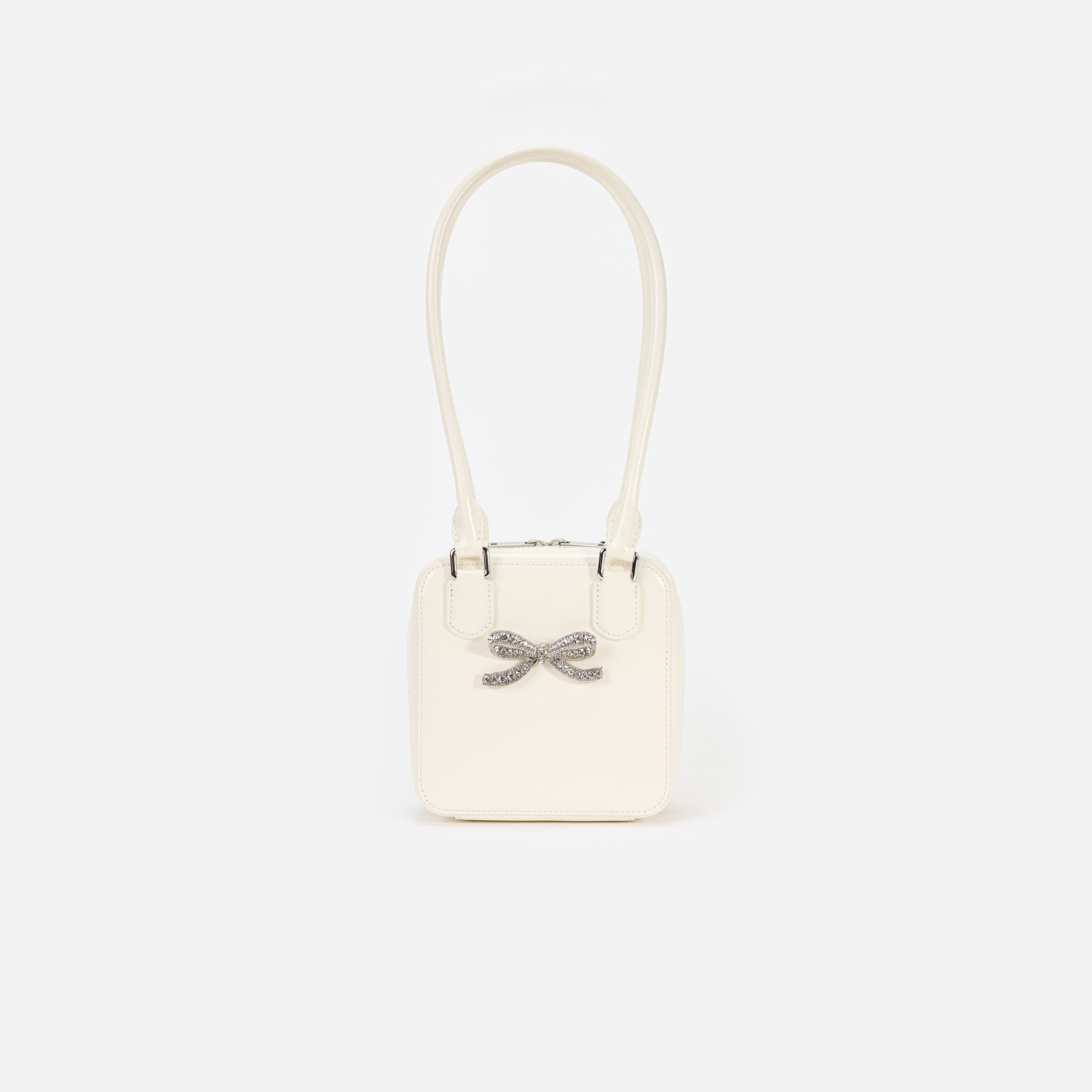 Cream Leather Square Shoulder Bag