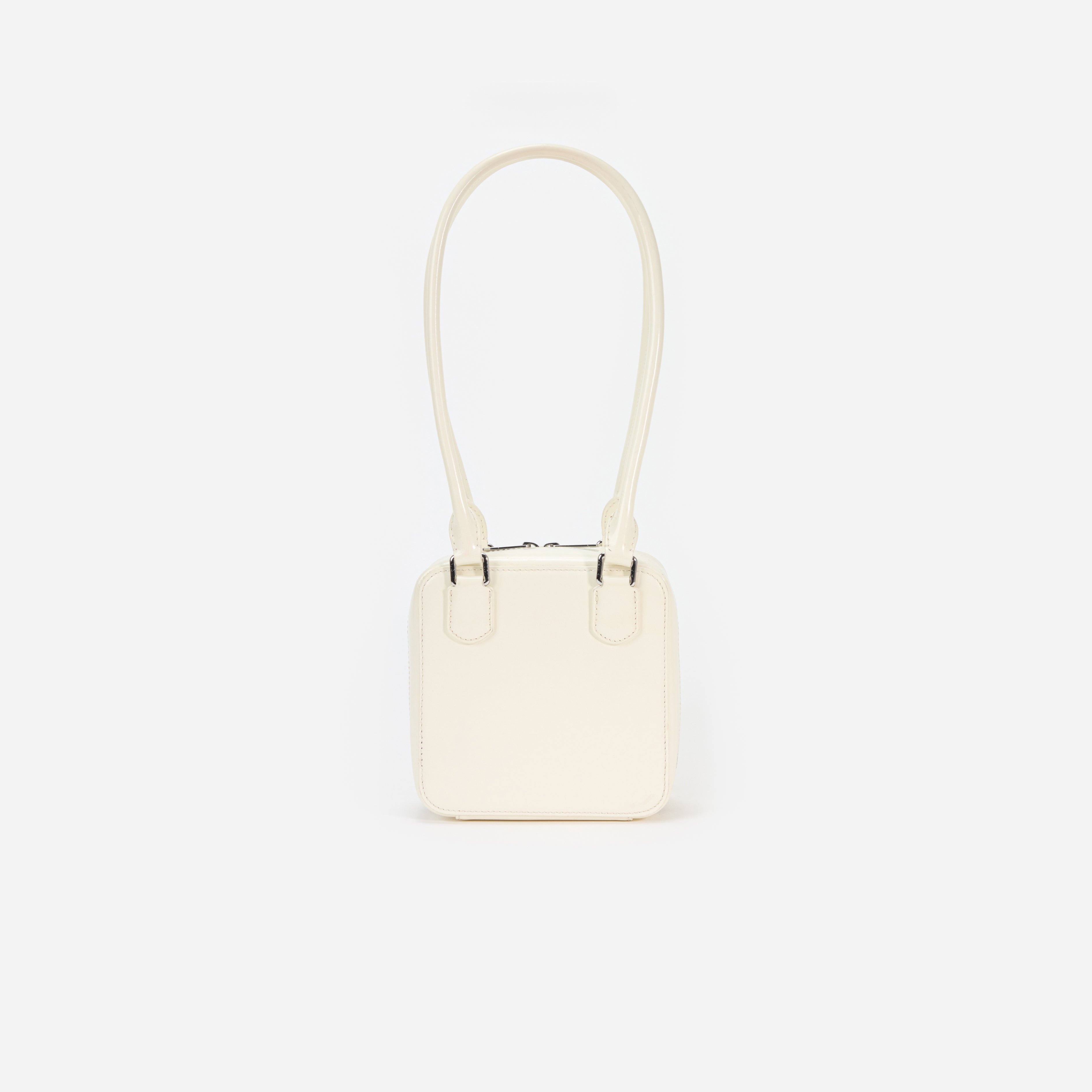 Cream Leather Square Shoulder Bag