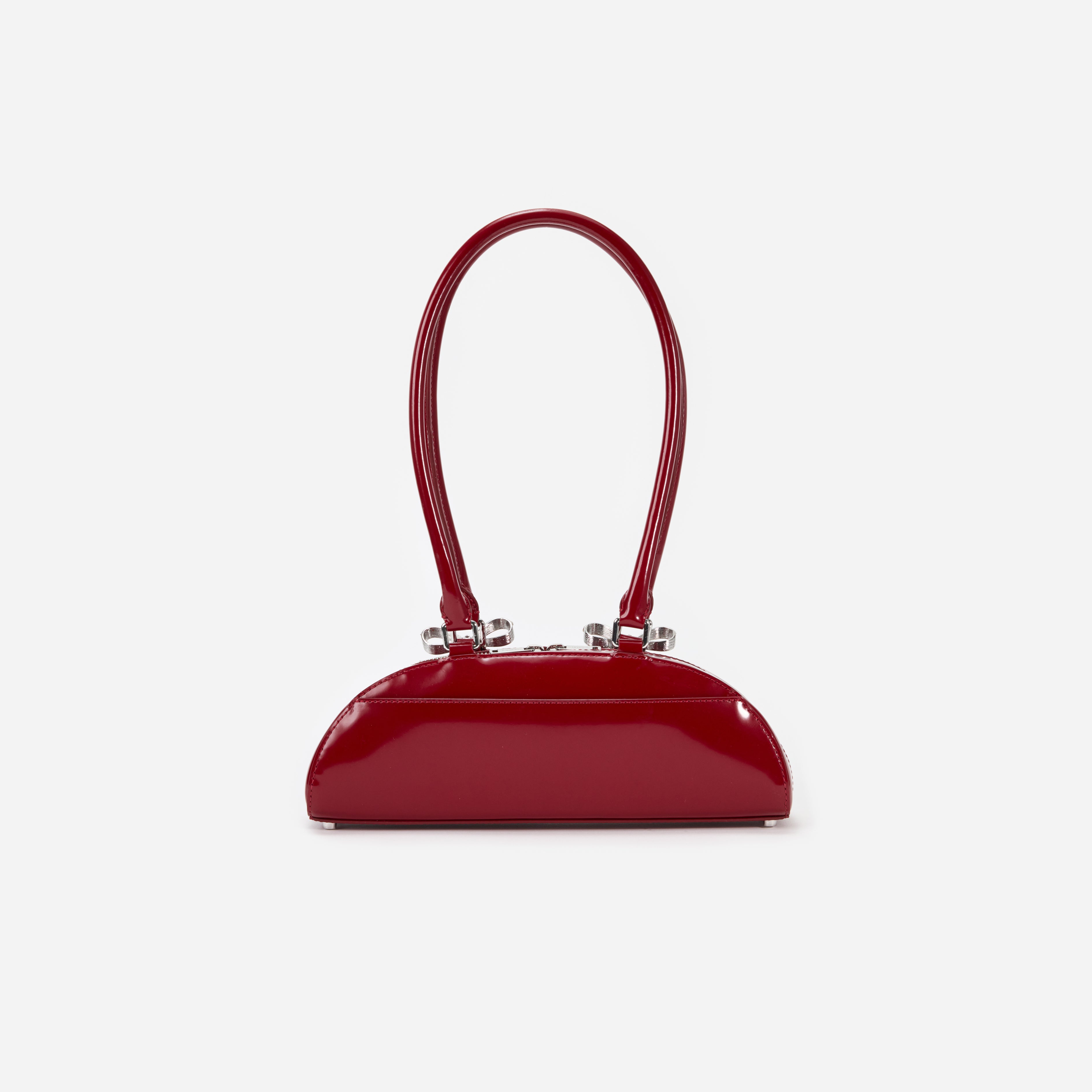 Burgundy Leather Curved Shoulder Bag