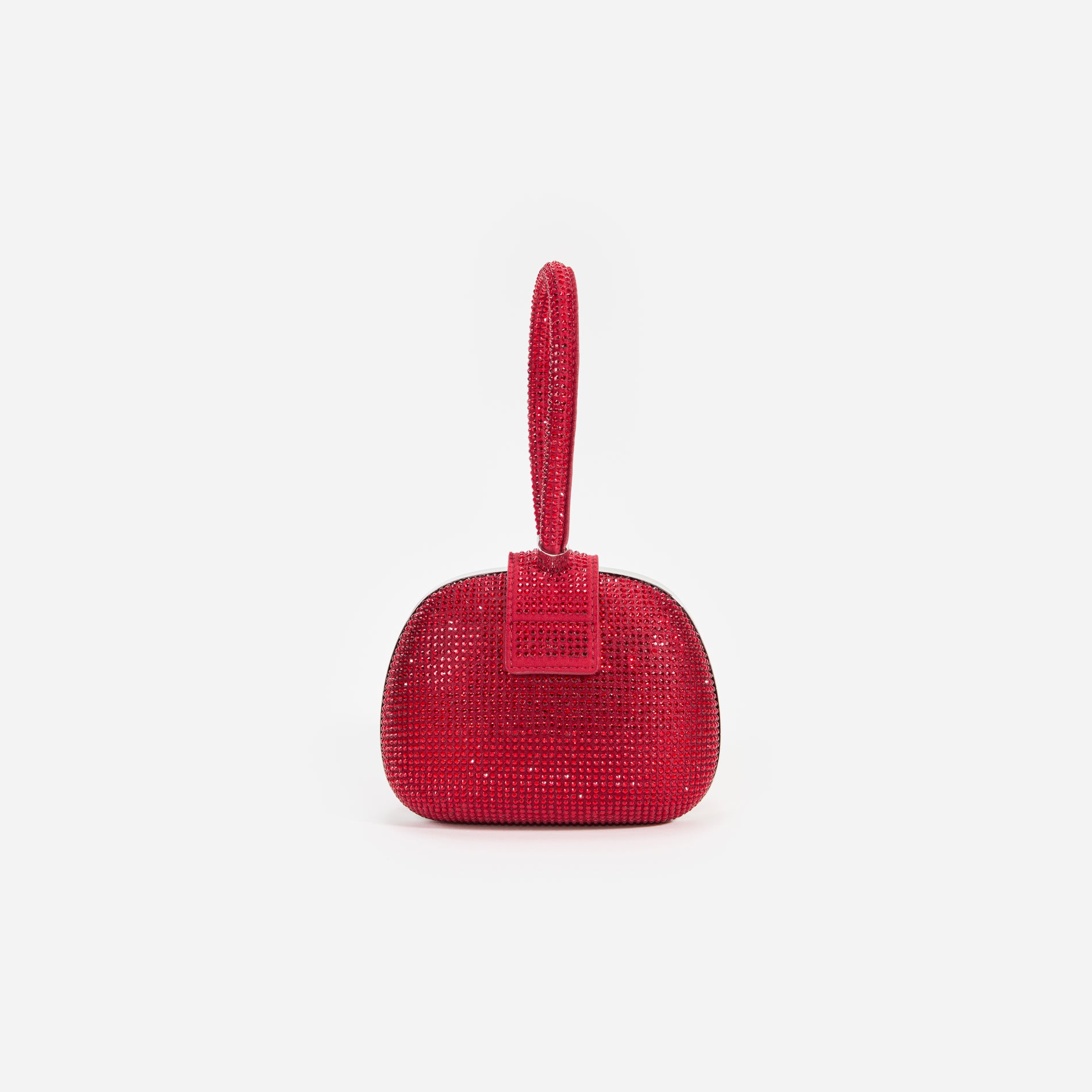 Burgundy Rhinestone Top Handle Clutch Bag